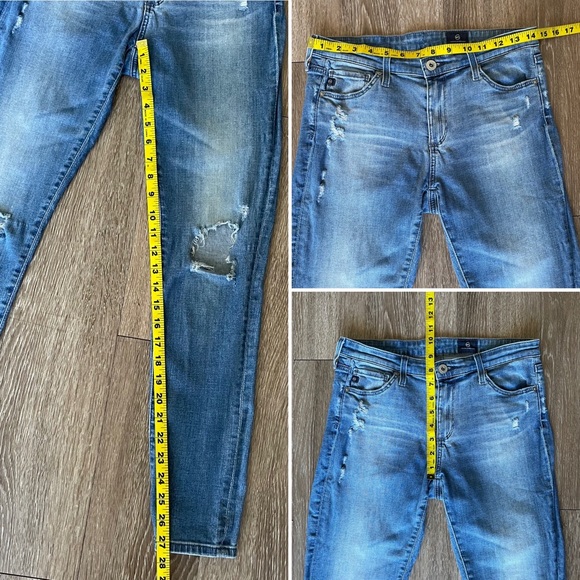 AG Adriano Goldschmied Legging Ankle Skinny Jeans Blue Destructed Distressed 28 - Picture 14 of 16